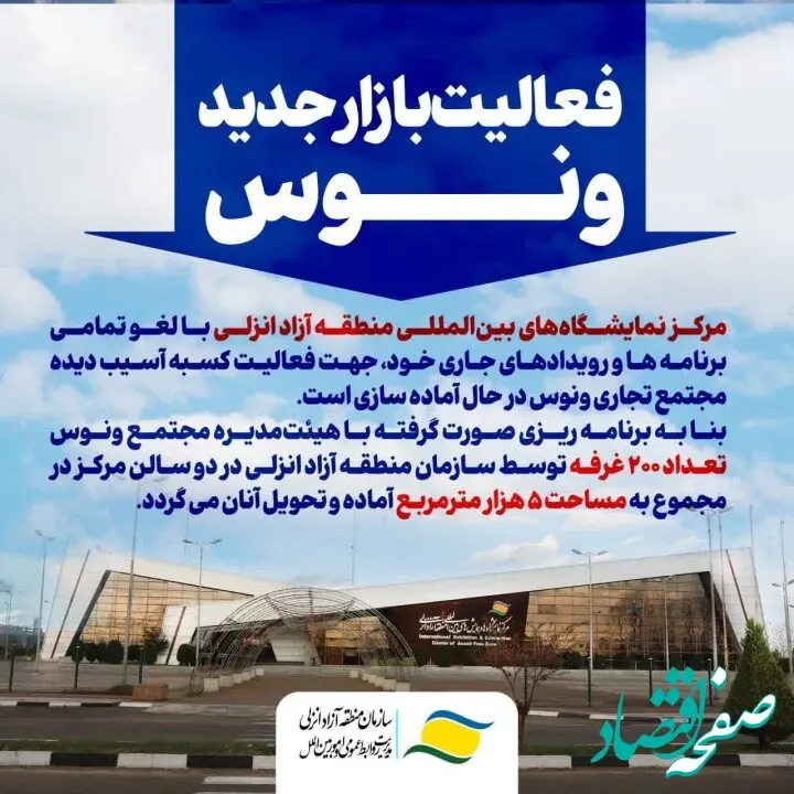 آغاز به‌کار بازار جدید ونوس در مرکز نمایشگاه‌های بین‌المللی منطقه آزاد انزلی