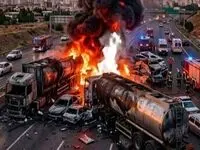 تانکر حامل مواد سوختی در محور همدان ـ سنندج دچار آتش سوزی شد