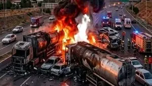 تانکر حامل مواد سوختی در محور همدان ـ سنندج دچار آتش سوزی شد