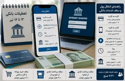پادکست | تعطیلات بانکی ۱۳ تا ۱۶ تیر؛ راهنمای انتقال پول و سقف خدمات بانکی