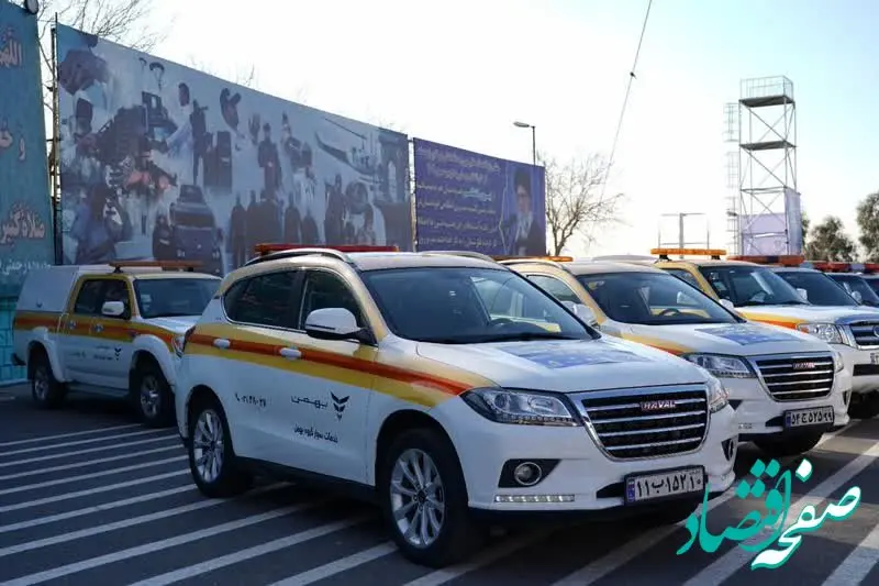 مانور خودروهای امدادی گروه بهمن در طرح رزمایش ترافیکی نوروز 1403