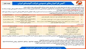 چاپ و انتشار نوبت اول آگهی فراخوان های شرکت آلومینای ایران در روزنامه های