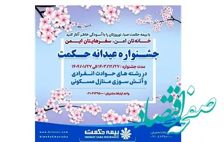 جشنواره عیدانه بیمه حکمت صبا آغاز شد/ نوروزتان را با آرامش آغاز کنید!