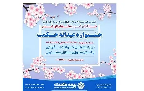 جشنواره عیدانه بیمه حکمت صبا آغاز شد/ نوروزتان را با آرامش آغاز کنید!