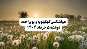 خبر فوری هواشناسی کهگیلویه و بویراحمد دوشنبه ۵ خرداد ۱۴۰۴ | اطلاعیه هواشناسی یاسوج فردا دوشنبه ۵ خرداد ۱۴۰۴ | هوا ابری وگرم