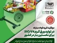 موفقیت گروه فولاد مبارکه در تولید یک محصول جدید دیگر