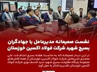 نشست صمیمانه مدیرعامل با جهادگران بسیج شهید شرکت فولاد اکسین خوزستان