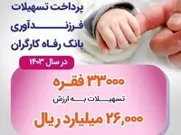 پرداخت بیش از ۲۶ هزار میلیارد ریال تسهیلات قرض‌الحسنه فرزندآوری توسط بانک رفاه کارگران