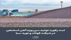 ثبت رکورد تولید سی‌روزه آهن اسفنجی در شرکت فولاد و نورد سبا