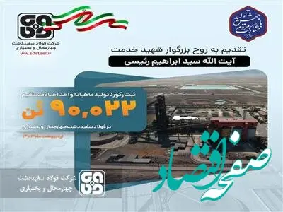 ​تقدیم افتخار کسب رکورد ماهانه تولید آهن اسفنجی در فولاد سفید دشت به رئیس جمهور شهید