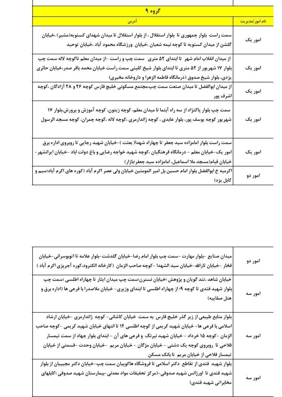 جدول کامل خاموشی برق یزد شنبه ۴ مرداد ۱۴۰۴ / زمان‌بندی قطعی برق ۲ ساعته گروه‌های مختلف