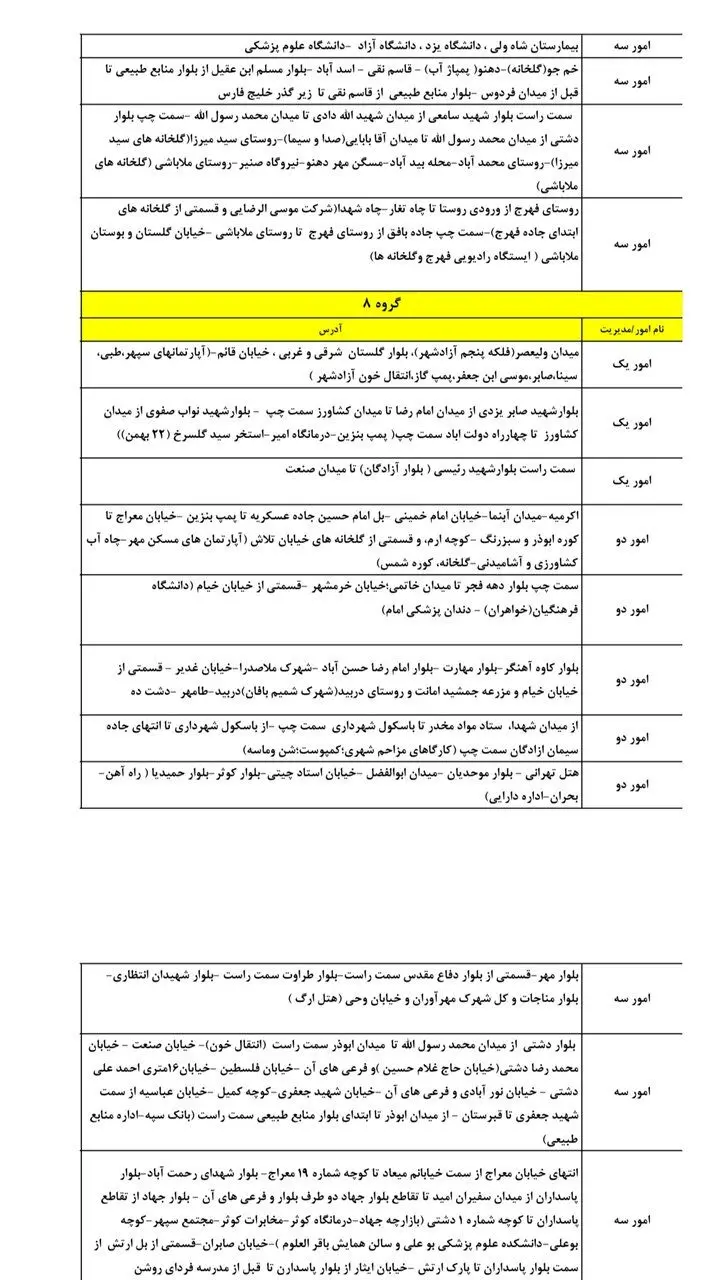 جدول کامل خاموشی برق یزد شنبه ۴ مرداد ۱۴۰۴ / زمان‌بندی قطعی برق ۲ ساعته گروه‌های مختلف