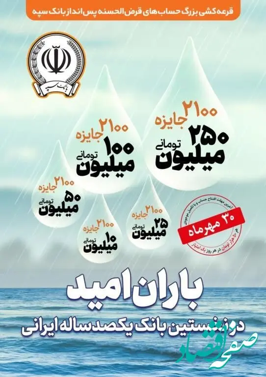 30 مهر‌ماه؛ آخرین مهلت شرکت در جشنواره حساب‌های قرض‌الحسنه پس انداز بانک سپه