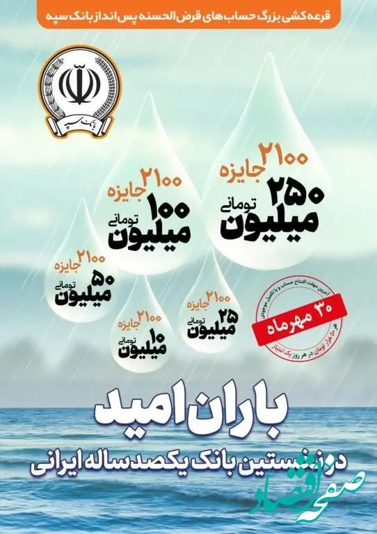 30 مهر‌ماه؛ آخرین مهلت شرکت در جشنواره حساب‌های قرض‌الحسنه پس انداز بانک سپه