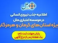 اطلاعیه جذب نیروی انسانی در موسسه اعتباری ملل (ویژه استان‌های کرمان و هرمزگان)