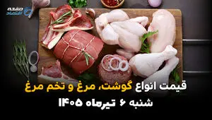 سفره خانوار زیر ذره‌بین بازار | قیمت گوشت، مرغ و تخم‌مرغ امروز 6 تیر 1405