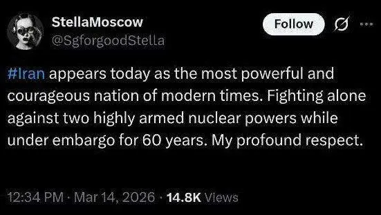 توئیت یک کاربر روس: ایران قدرتمند ترین و شجاع‌ترین کشور دوران معاصر شده است