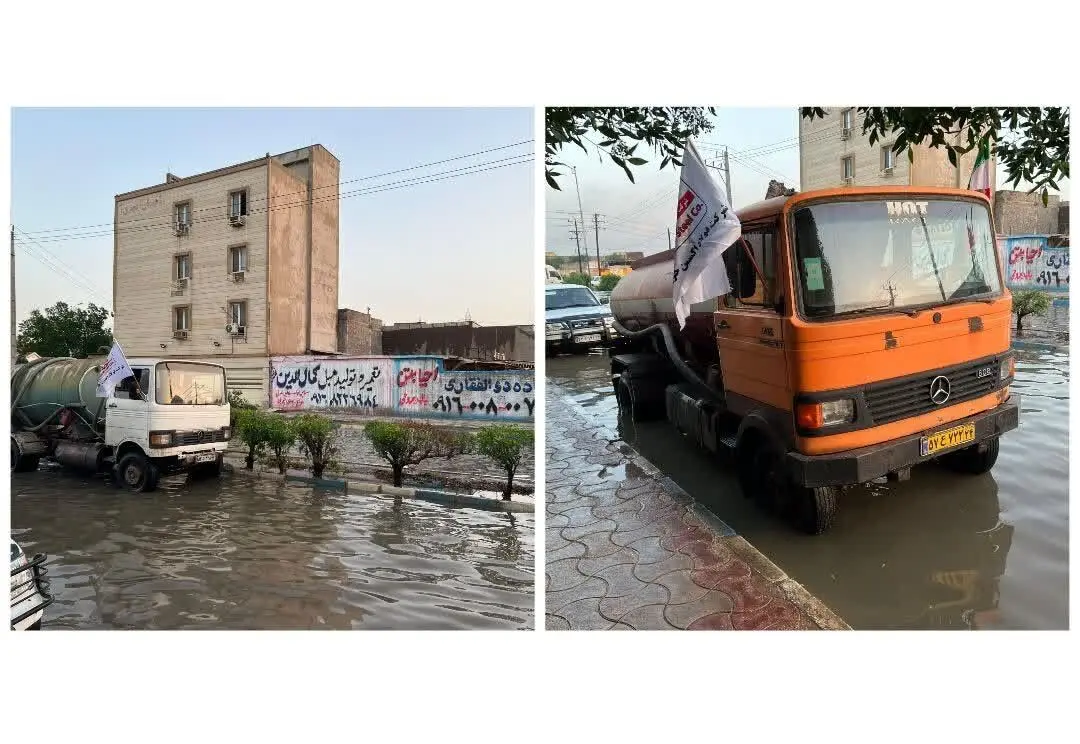 رفع بخشی از آبگرفتگی‌های اهواز با امکانات فولاد اکسین