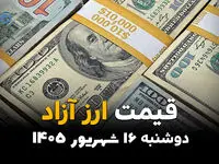 قیمت ارزهای آزاد امروز دوشنبه ۱۶ شهریور ۱۴۰۵؛ دلار، یورو و درهم ریختند! قیمت‌ها چقدر کاهش یافت؟