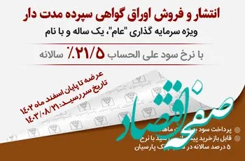 فروش اوراق گواهی سپرده بانک پارسیان از طریق سامانه سیما
