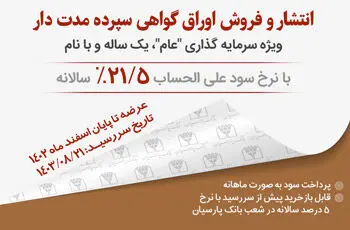 فروش اوراق گواهی سپرده بانک پارسیان از طریق سامانه سیما