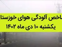 شاخص آلودگی هوای خوزستان امروز یکشنبه ۱۰ دی ماه ۱۴۰۲ + کیفیت هوای خوزستان امروز به تفکیک مناطق