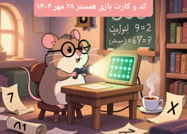 کارت و کد مورس دوشنبه ۲۸ مهر ۱۴۰۴ / کد مورس و کارت امروز همستر