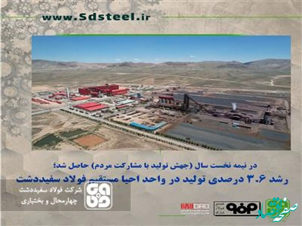 رشد 3.6 درصدی تولید در واحد احیا مستقیم فولاد سفیددشت