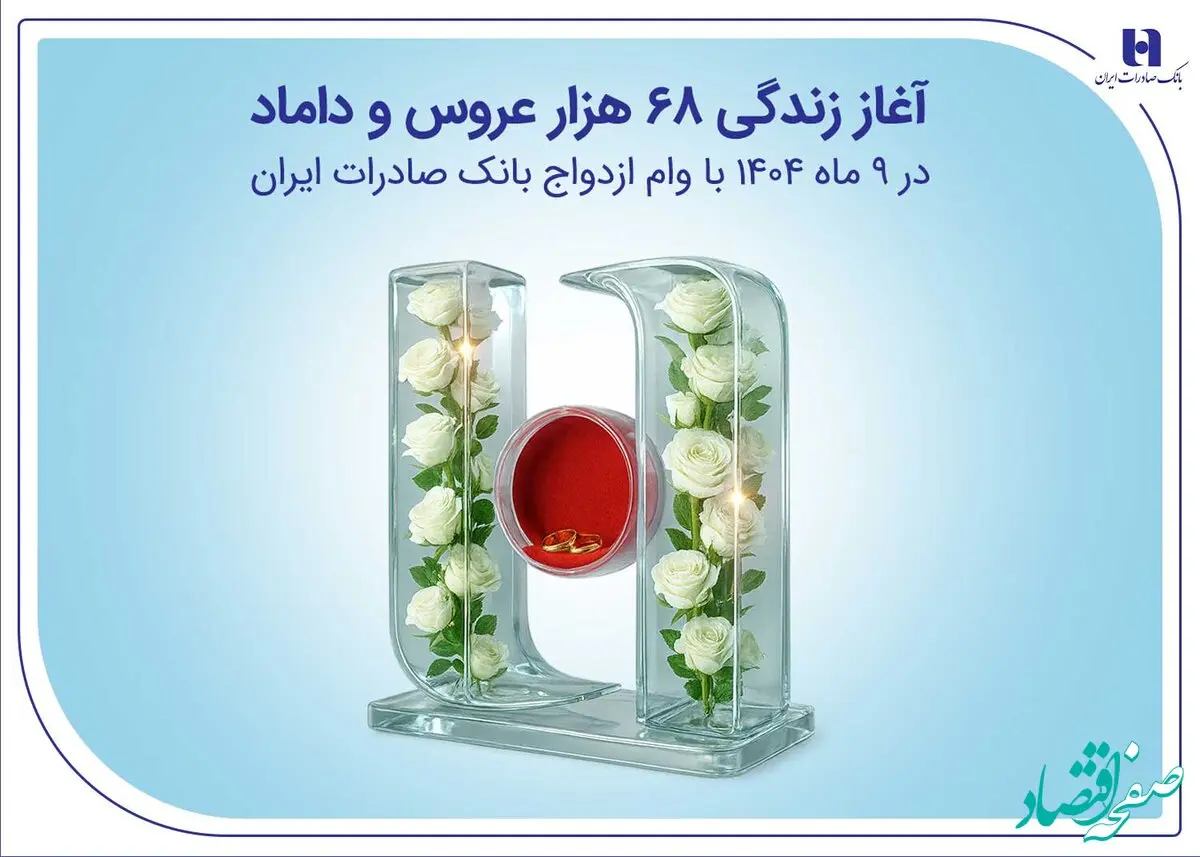 آغاز زندگی ۶۸ هزار عروس و داماد در ۹ ماه ۱۴۰۴ با وام ازدواج بانک صادرات ایران