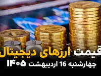 قیمت بیت کوین و ارزهای دیجیتال امروز چهارشنبه ۱۶ اردیبهشت ماه ۱۴۰۵ + جدول+ قیمت اتریوم
