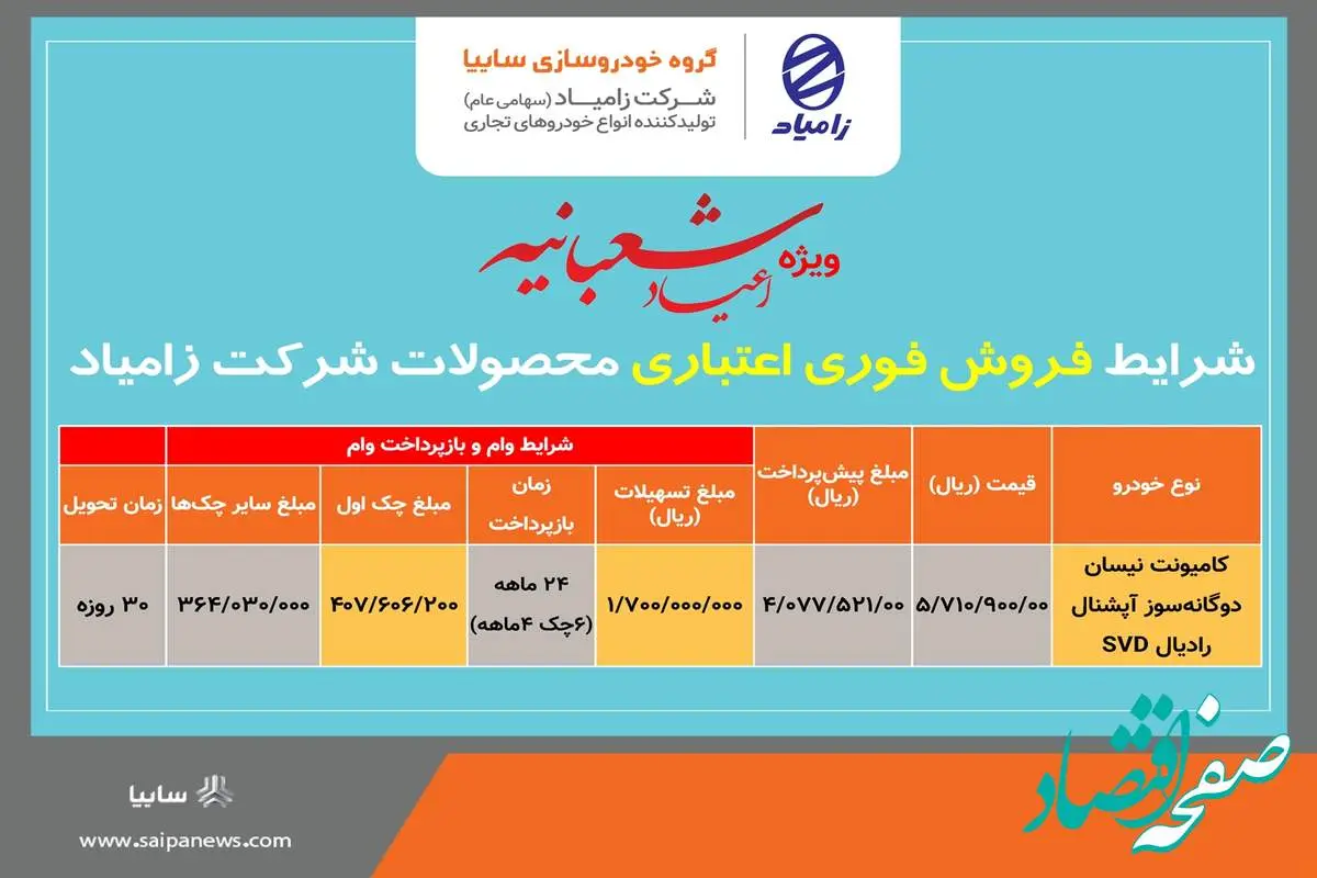 فروش فوری اعتباری کامیونت نیسان دوگانه سوز