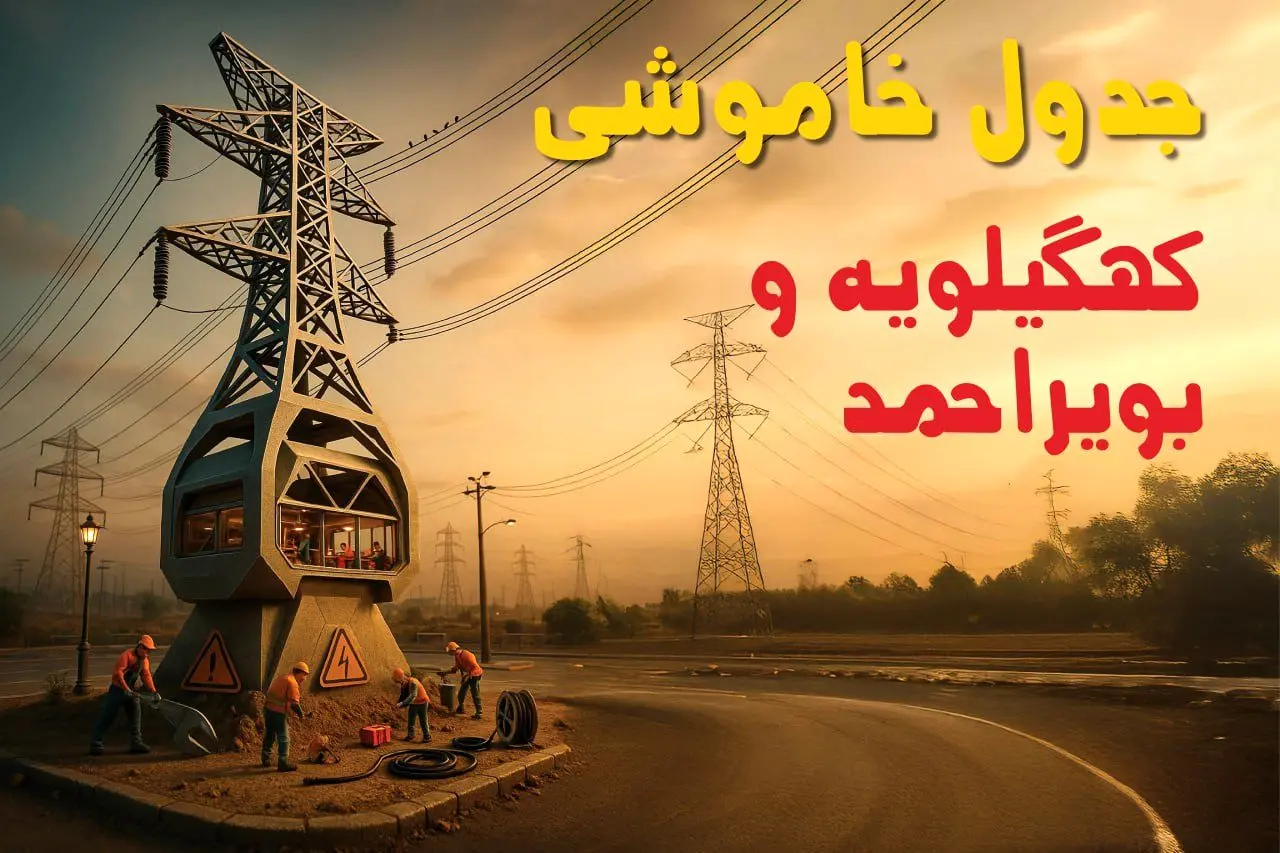جدول خاموشی برق یاسوج فردا دوشنبه ۱۲ خرداد ۱۴۰۴ + ساعت قطع برق استان کهگیلویه و بویراحمد دوشنبه ۱۲ خرداد