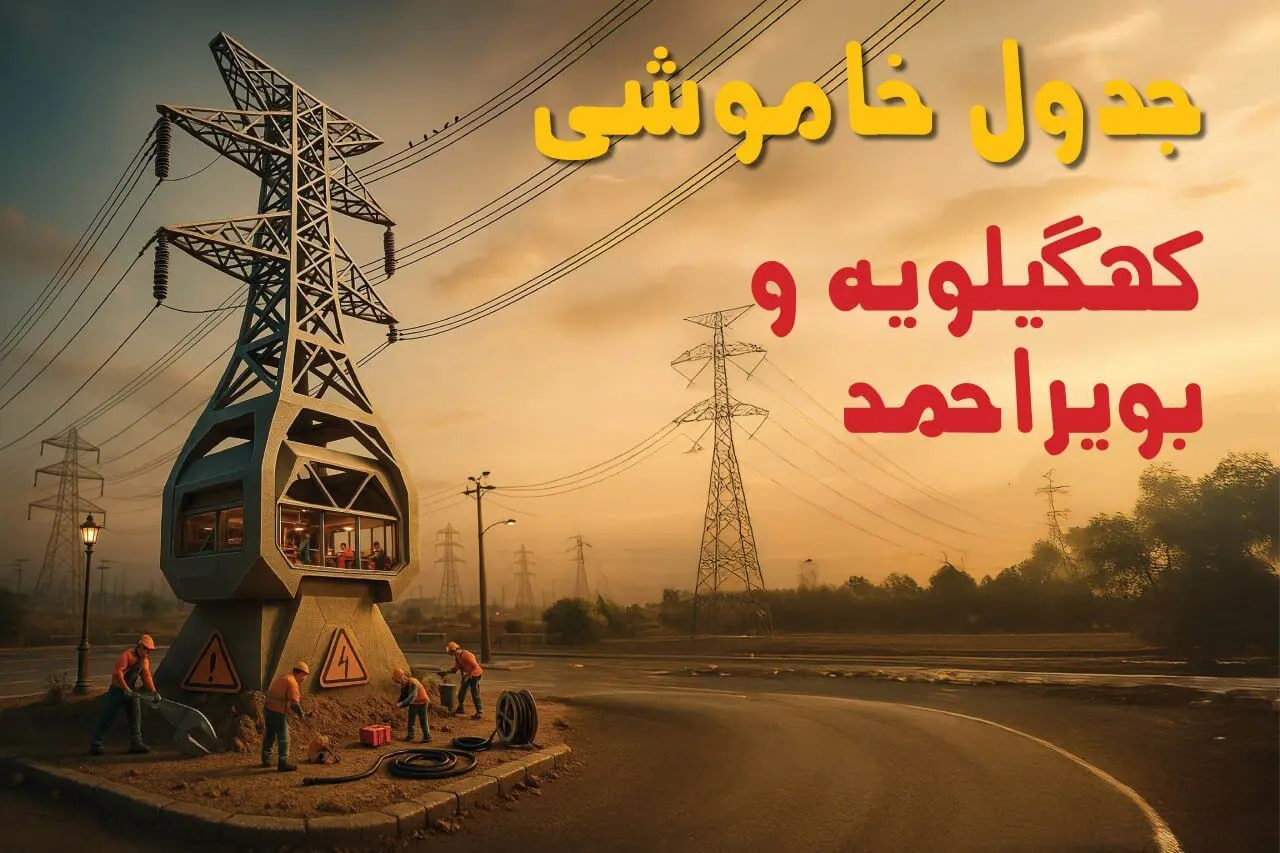 جدول خاموشی برق یاسوج فردا دوشنبه ۱۲ خرداد ۱۴۰۴ + ساعت قطع برق استان کهگیلویه و بویراحمد دوشنبه ۱۲ خرداد