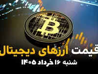 قیمت ارزهای دیجیتال امروز شنبه ۱۶ خرداد ۱۴۰۵ | بیت‌کوین، اتریوم و تتر