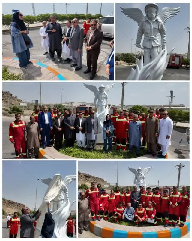 رونمایی از تندیس آتش‌نشان فداکار در منطقه آزاد چابهار