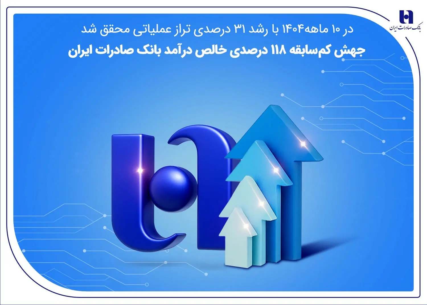 جهش کم‌سابقه ۱۱۸ درصدی خالص درآمد بانک صادرات ایران