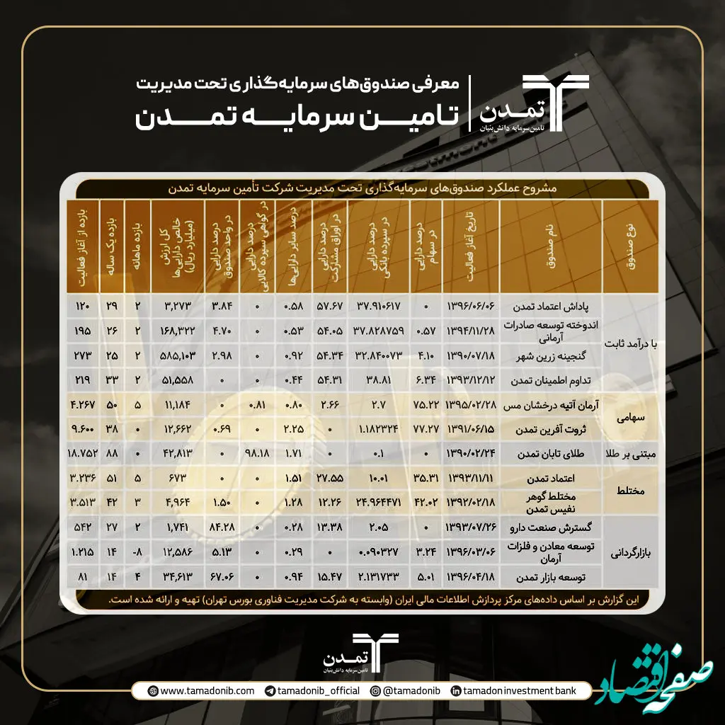 تنوع مدیریت دارایی در صندوق‌های تأمین سرمایه تمدن