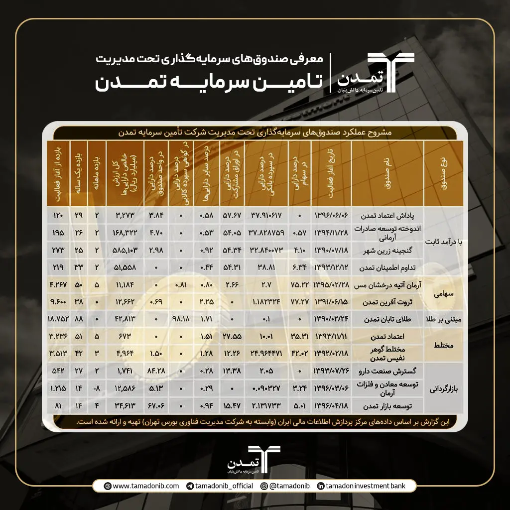 تنوع مدیریت دارایی در صندوق‌های تأمین سرمایه تمدن