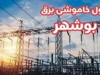 جدول خاموشی برق بوشهر چهارشنبه ۱۷ بهمن ۱۴۰۳ | زمان قطعی برق بوشهر چهارشنبه هفدهم بهمن ۱۴۰۳  