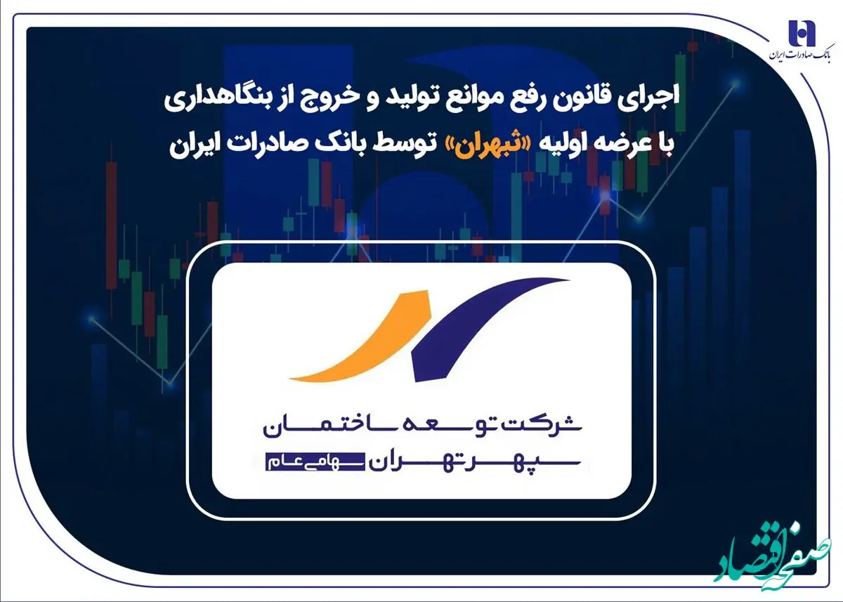 اجرای قانون رفع موانع تولید و خروج از بنگاهداری با عرضه اولیه «ثبهران» توسط بانک صادرات ایران
