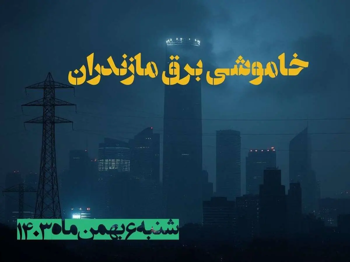 زمان قطعی برق مازندران شنبه ۶ بهمن ماه ۱۴۰۳ | جدول خاموشی برق ساری ۲۴ ساعت آینده اعلام شد