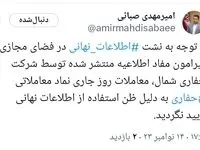 معاملات "حفاری" به دلیل ظن استفاده از اطلاعات نهانی تایید نشد