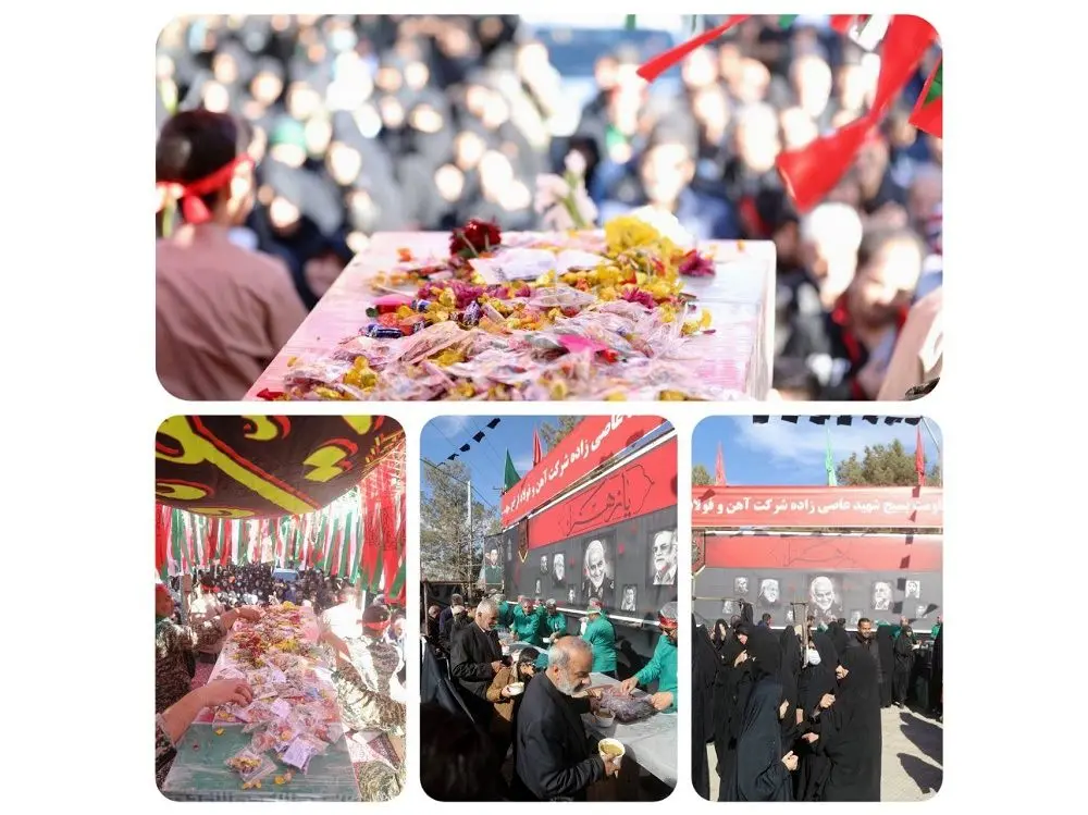 موکب فاطمی شرکت آهن و فولاد در مراسم تشییع شهید گمنام در شهر اردکان