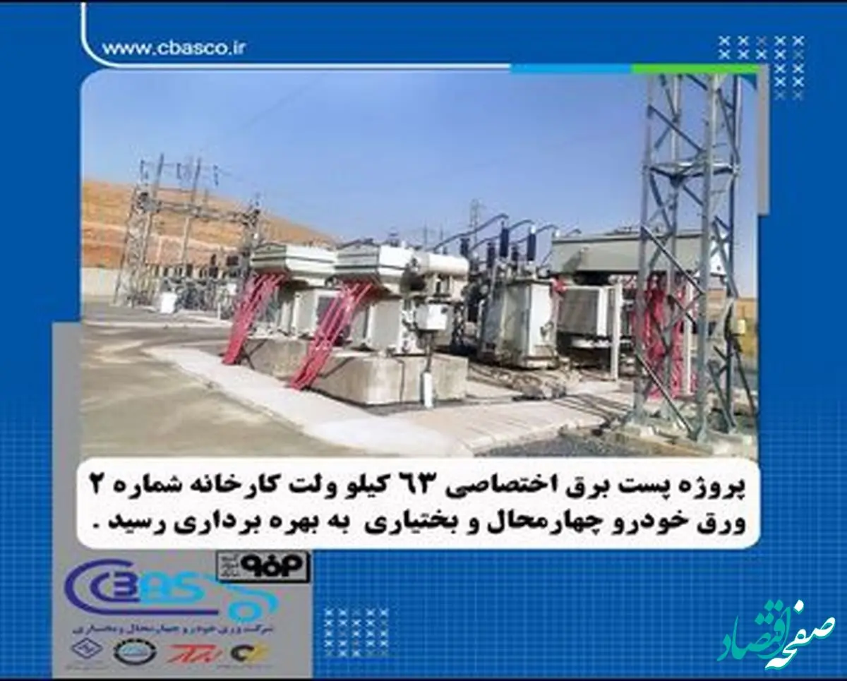 پروژه احداث پست برق اختصاصی ۶۳ کیلوولت کارخانه شماره۲ شرکت ورق‌خودرو به بهره‌برداری رسید