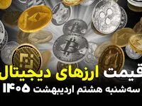 قیمت ارزهای دیجیتال و اتریوم امروز سه شنبه ۸ اردیبهشت ماه ۱۴۰۵ + قیمت بیت کوین + جدول