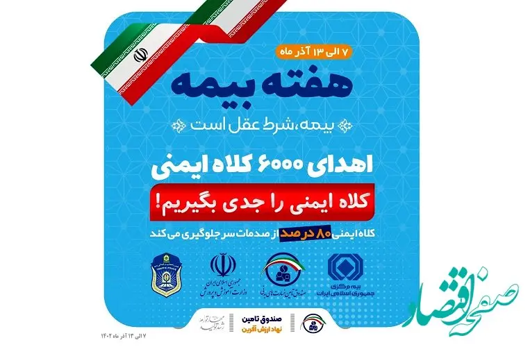 به مناسبت هفته بیمه از سوی صندوق تأمین خسارت‌های بدنی؛شش هزار کلاه ایمنی در سراسر کشور اهدا می شود