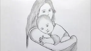 نقاشی روز مادر جدید ، ساده و زیبا برای ایده و رنگ آمیزی