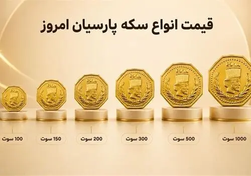 قیمت سکه پارسیان امروز چهارشنبه ۲۹ مهر + جدول