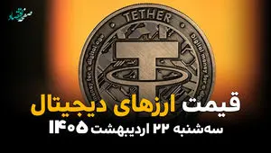 بازار رمزارزها امروز سه شنبه ۲۲ اردیبهشت ۱۴۰۵؛ بیت کوین در آستانه ۸۱ هزار دلاری، تتر ۱۸۳ هزار و ۴۵۰ تومانی ثبت شد