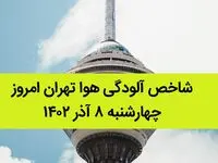 شاخص آلودگی هوا تهران امروز چهارشنبه ۸ آذر ۱۴۰۲ | کیفیت هوای تهران امروز